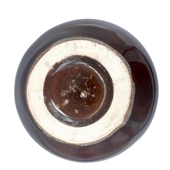 Art Studio Pottery Bud Vase Round Brown Tones Glazed Earthy Minimalist 5"H - Picture 6 of 7